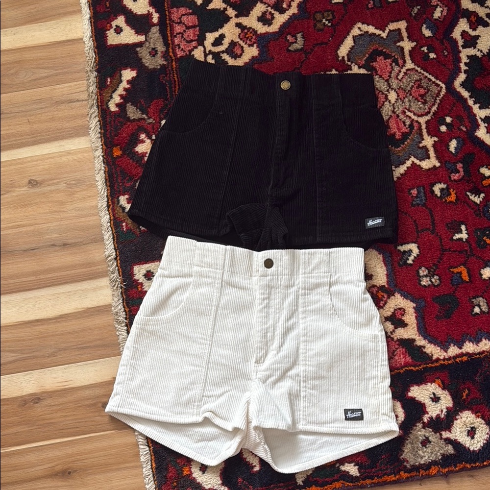 Hammies Black and White Corduroy Women Shorts
